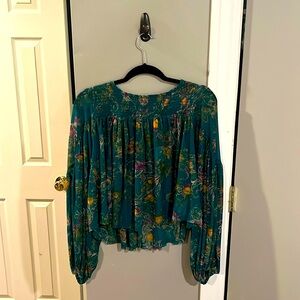 Free People Emerald Green Floral Blouse NBW